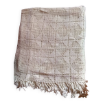 Dessus de lit en coton blanc , ancien jet de lit en crochet , couvre lit coton blanc