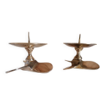 Deux bougeoirs laiton h�lice aviation
