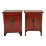 Deux buffets chinois en laque rouge. xixe sicle.