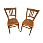 Deux chaises bistro bois courb� vintage