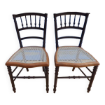 Deux chaises cannes en bois de qualit totalement relookees