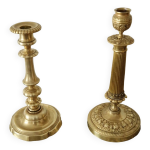 Deux chandeliers bronze dor poque xixme