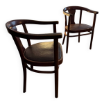 Deux fauteuil de bistrot thonet 967f f cuir