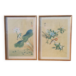 Deux peintures chinoises vintage sur soie