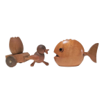 Deux porte pics apritif zoomorphes poisson oiseau bois massif design vintage