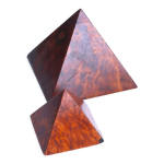 Deux pyramides en bois loupe d'orme, ann�es 70