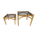 Deux tables basse empilables bout de canapé en rotin et bambou maugrion Deux tables basse empilables bout de canapé en rotin et bambou maugrion