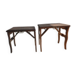 Deux tabourets pliants assise cannée Deux tabourets pliants assise cannée