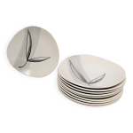 Dix assiettes design pornic années 60 modèle lotus Dix assiettes design pornic années 60 modèle lotus