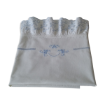 Drap ancien brod bleu pour bb