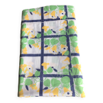Drap plat vintage 1 personne en coton. motifs : volubilis couleurs jaune / vert