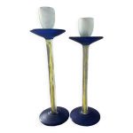 Duo de bougeoirs kosta boda vintage en pâte de verre Duo de bougeoirs kosta boda vintage en pâte de verre