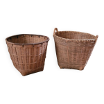 Duo de cache - pots en osier france 1970 - 1980