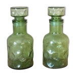 Duo de carafes bouteilles vintage en verre italien Duo de carafes bouteilles vintage en verre italien