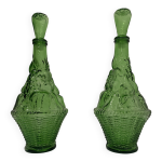 Duo carafes italienne en verre ambr