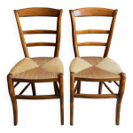 Duo chaise ancienne bois paille