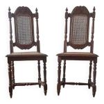 Duo de chaises en bois et cannage / chaises vintage cannes
