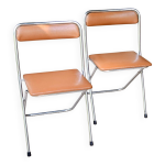 Duo de chaises pliantes  soudexvinyl  en ska et tube chrom