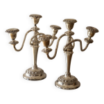 Duo de chandeliers en mtal argent