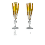 Duo de coupe  champagne en cristal color jaune