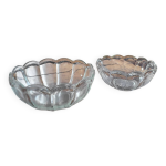 Duo de saladiers en verre moul� forme florale ann�es 50