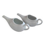 Duo de saucires porcelaine blanche ancien biberon malade