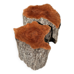 Duo de stool en litchi formant table basse
