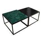 Duo de tables d appoint en fer forg� & zellige marocain vert �meraude