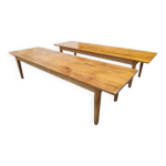 Duo table de ferme xxl 320 cm chêne pieds fuseaux Duo table de ferme xxl 320 cm chêne pieds fuseaux