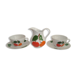 Duo tasses et pot � lait porcelaine bavaria orange et vert vintage 70