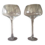 Duo de vases verres  cocktail gants photophores coupes sur pied cristal souffl