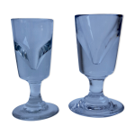 Duo de verres  absinthe fonds pais fabrication artisanale fin xixeme