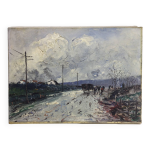 E. febvre - huile sur toile  roulotte 
