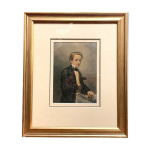 cole suisse 19eme (1856) : portrait en aquarelle sur papier parchemin