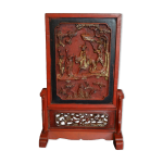 Ecran de lettré, chine xixème, bois sculpté laqué et doré h 52 cm Ecran de lettré, chine xixème, bois sculpté laqué et doré h 52 cm
