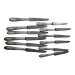 crin de 12 couteaux mtal argent art nouveau lame acier