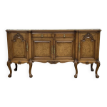 Enfilade chippendale soubrier en chne, loupe d'orme et marbre