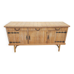 Enfilade console en rotin et bambou, (attribue  audoux - minet)