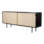 Enfilade florence knoll model 116 bois cuir et raphia 1960