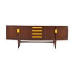 Enfilade marron laque  4 tiroirs et 2 placards circa 1970