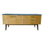 Enfilade meuble télé vintage en bois et bleu Enfilade meuble télé vintage en bois et bleu