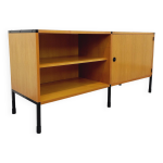 Enfilade vintage arp minvielle par guariche mortier motte en bois clair et mtal noir des
