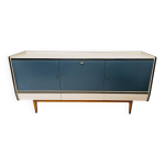 Enfilade vintage en bois bleu et blanc