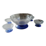 Ensemble comprenant 1 saladier et 5 coupes  fruits en cristal daum nancy annes 40's