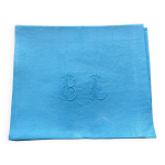 Ensemble de 10 serviettes damassées monogrammées bl turquoise Ensemble de 10 serviettes damassées monogrammées bl turquoise