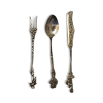 Ensemble 11 de couverts anciens � d�sert en m�tal argent�