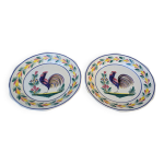 Ensemble de 2 anciennes assiettes hb henriot quimper motif coq