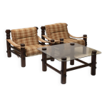 Ensemble de 2 chaises longues et table basse modle  bjorn  par aleksander kuczma, pologne, annes 1970 ...