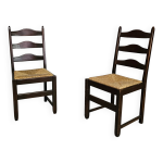 Ensemble de 2 chaises de salle  manger en chne, rustiques, de ferme,  dossier en chelle avec siges ...