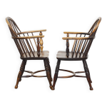 Ensemble de 2 chaises de salle  manger windsor  dossier bas, style anglais, du xviiie sicle